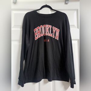 SHEIN Womens Black Graphic Long Sleeve Top Size S